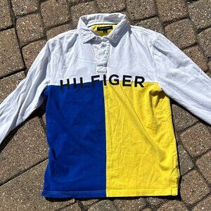 Vintage Tommy Hilfiger 90s Spell Out Rugby Men's Sz M EUC